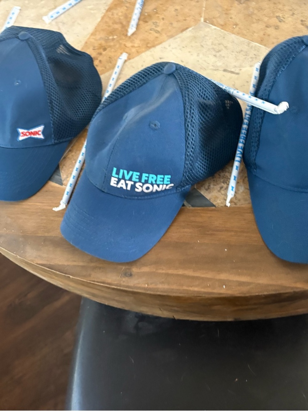 Barco Uniforms Navy Mesh Trucker Cap with Teal & White Embroidery